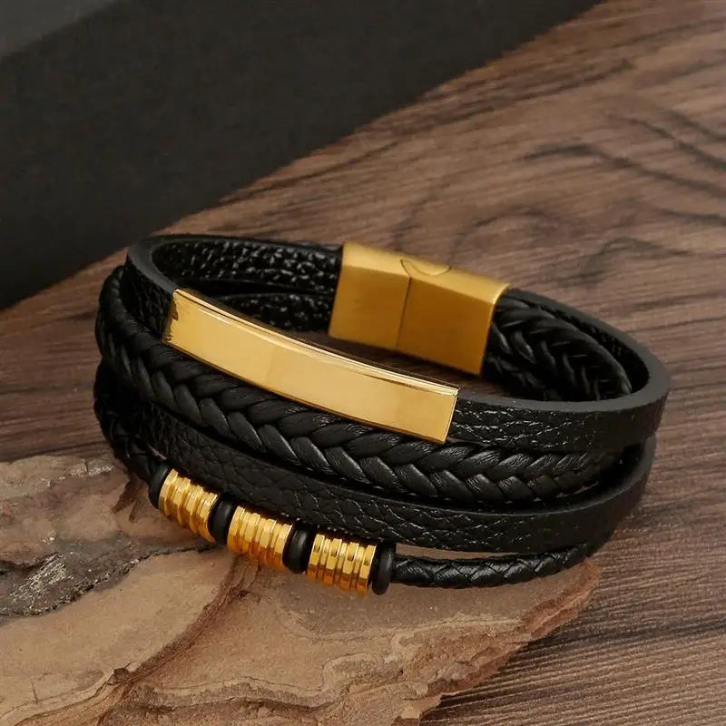 Pulseira de Couro Masculina Clássica - shoppingoásis