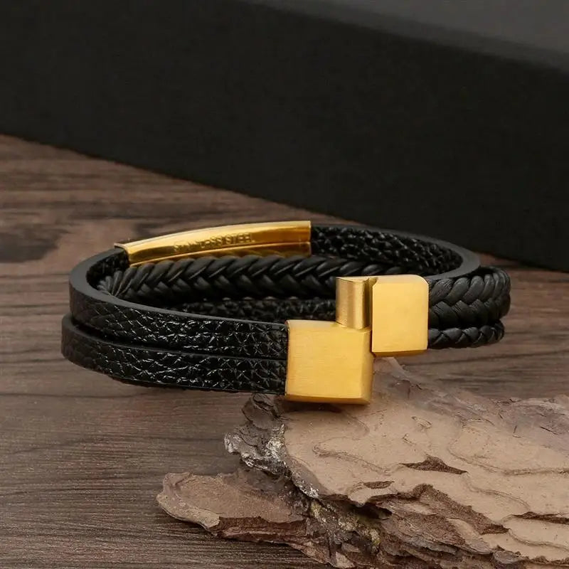 Pulseira de Couro Masculina Clássica - shoppingoásis