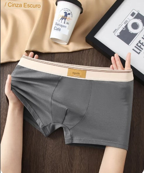 5Pcs Cueca Boxer Puro Algodão - shoppingoásis