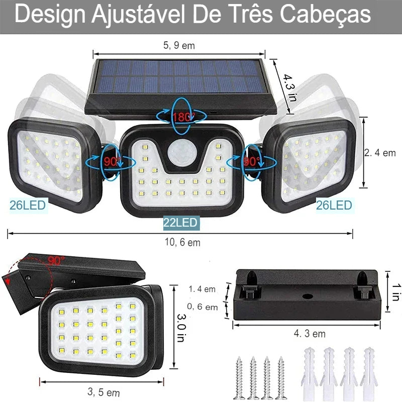 Refletor Solar Super-Cheese com 3 Luzes -  shoppingoásis