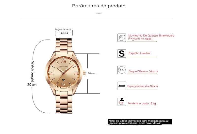 Relógio Curren 9007 À Prova D'Água - shoppingoásis